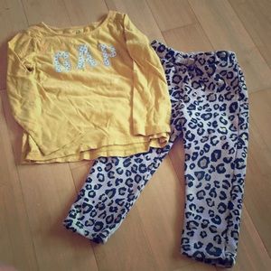 Gap Long Sleeve Shirt & Cheetah Print Pants